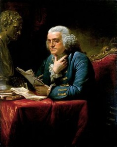 Benjamin Franklin 1767 by David Martin, public domain image