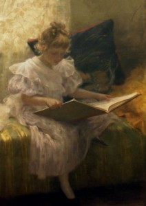 Girl with a book by Frieda Menshausen-Labriola, public domain